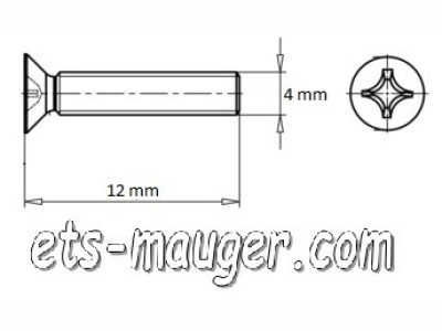 piece detachée mauger Vis à tête fraisé M4x12