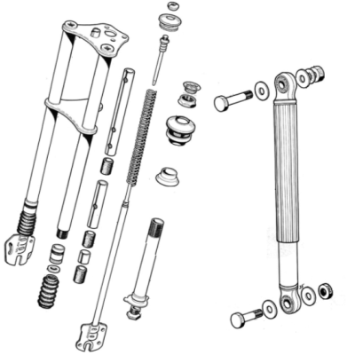 mauger cyclo ancien Direction, suspension et soufflet