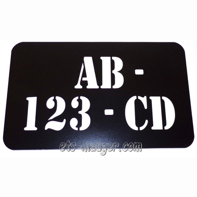 Plaque immatriculation 210 mm x 130 mm alu noir vintage