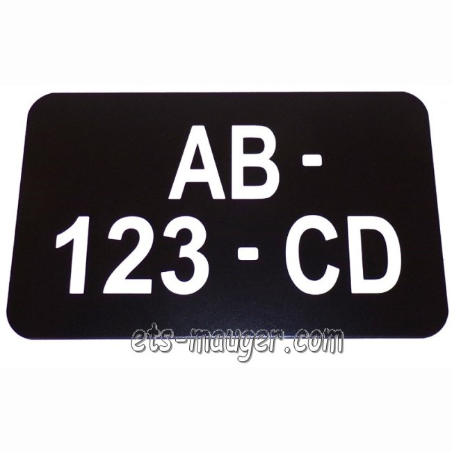 Plaque immatriculation 210 mm x 130 mm alu noir standard