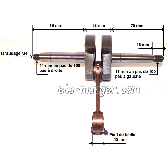 Vilebrequin Motobécane MBK RENFORCE  (pas à gauche)