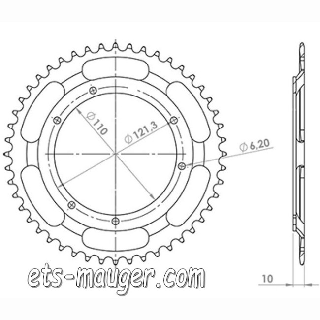 Couronne ø 110 mm 44 dents MOTOBECANE AV 65 85