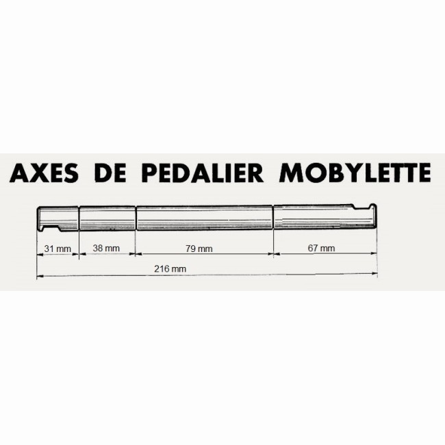 Axe pédalier MBK lisse avec clavetage