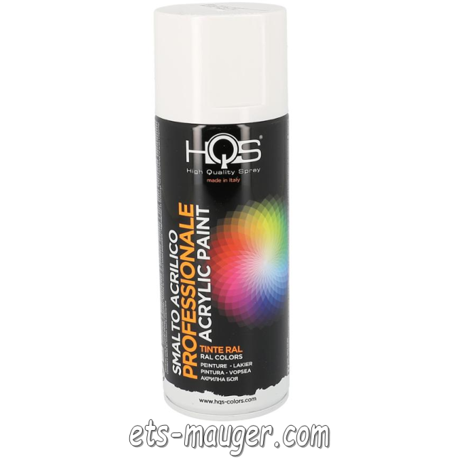 Bombe de peinture HQS RAL 9010 BLANC BRILLANT DESTOCKAGE