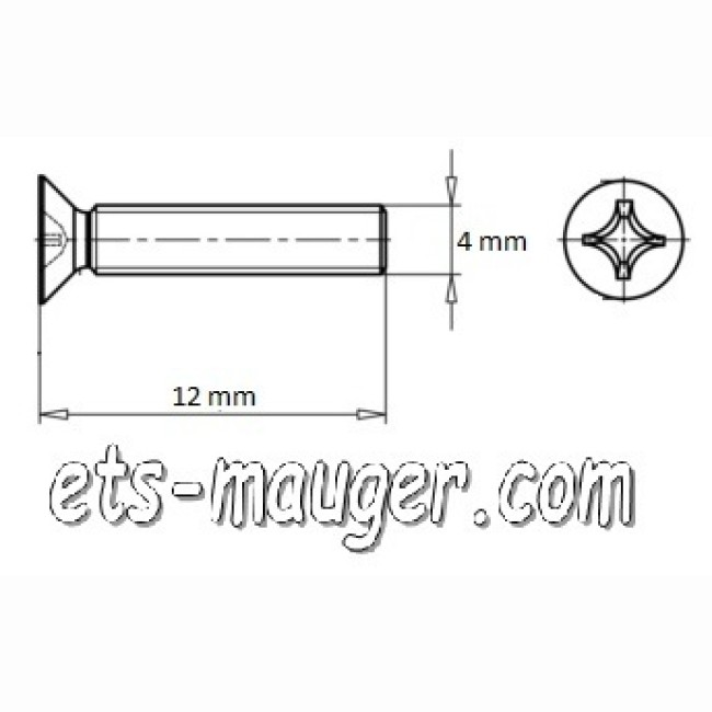 Vis à tête fraisé M4x12